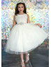 Tulle Ruffle Bodice Flower Girl Dress With Beaded Waist